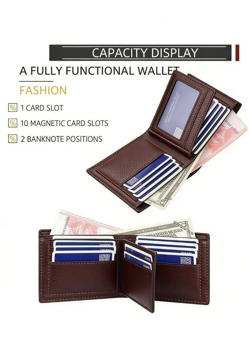 Men's wallet, PU wallet, coin purse with zipper, casual men's wallet, short wallet, Father's Day gift - Image 2